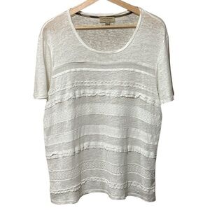EUC - Burberry Pombiero Lace Stripe Top - Size Large
